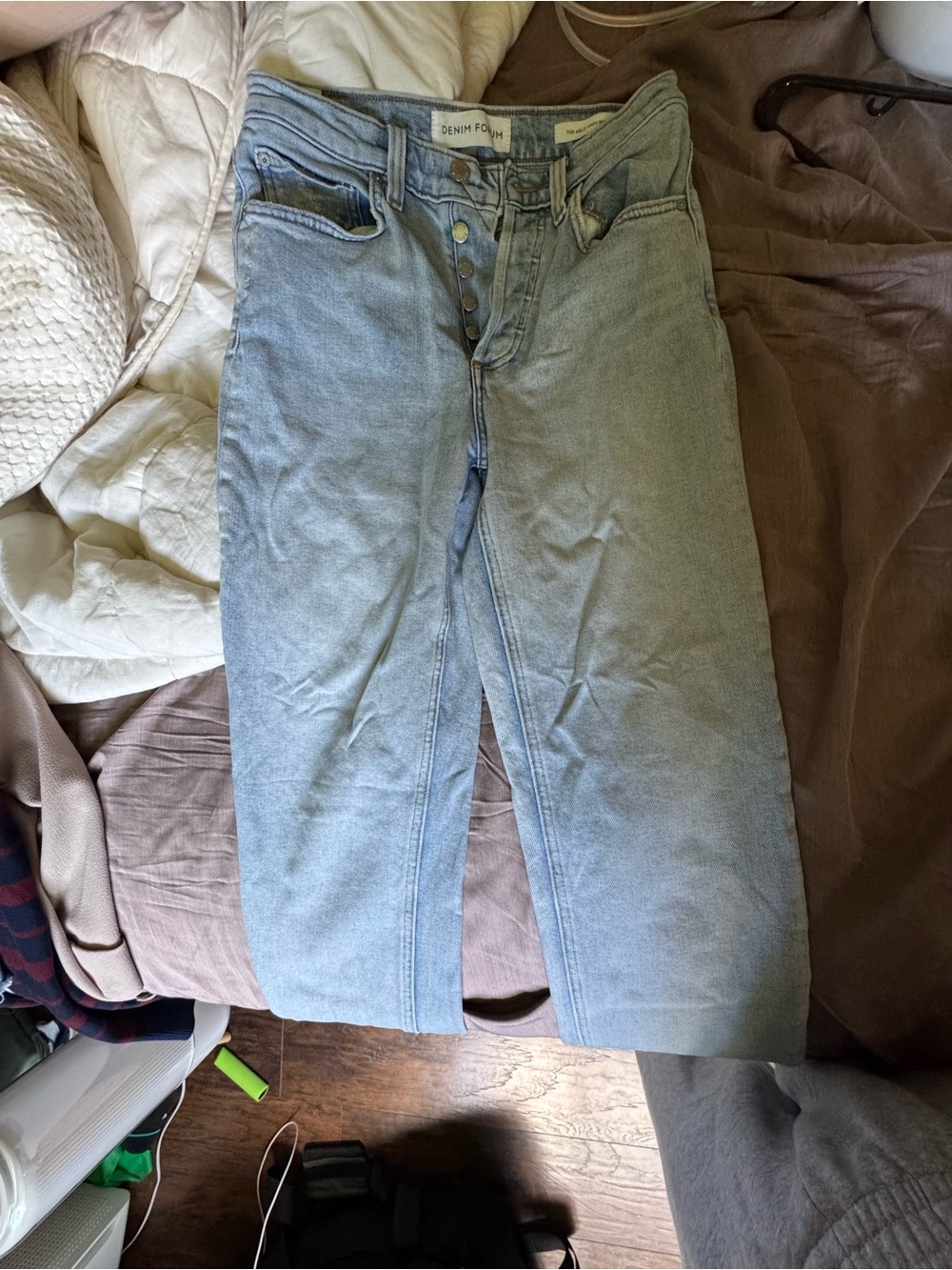 Denim Forum Wash High-Rise Button-Fly Jeans